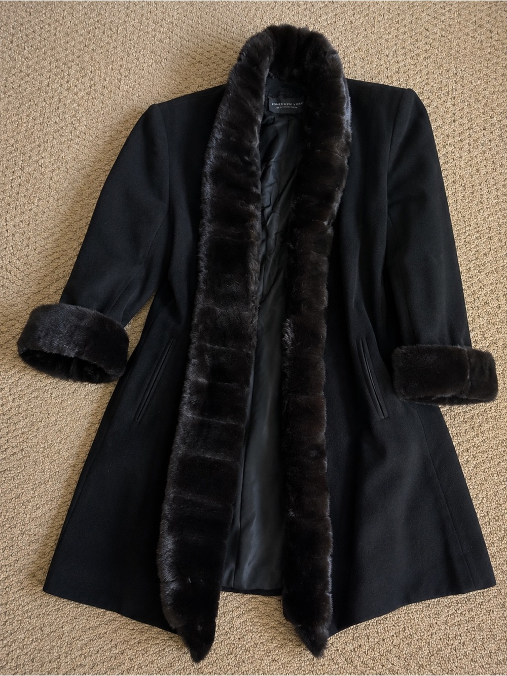 Vintage Northern Lights International Luxury Black Coat Fur Trim